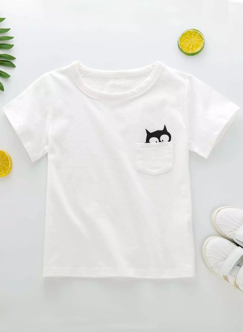 Toddler Boys Cartoon Cat Print Tee  - Image 1