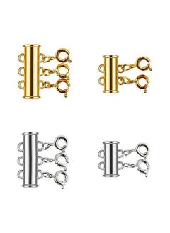 SYOSI Clasp Lock 4 Pieces 2 Size Slide for Layered Necklace Bracelet Connector Slide Magnetic Tube Lock Multi Strands for Jewelry Crafts  - Image 1