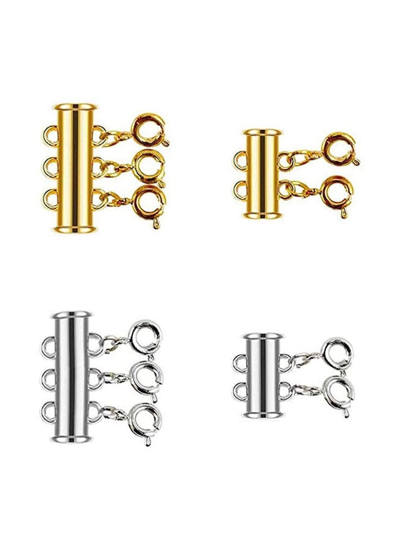 SYOSI Clasp Lock 4 Pieces 2 Size Slide for Layered Necklace Bracelet Connector Slide Magnetic Tube Lock Multi Strands for Jewelry Crafts  - Image 1