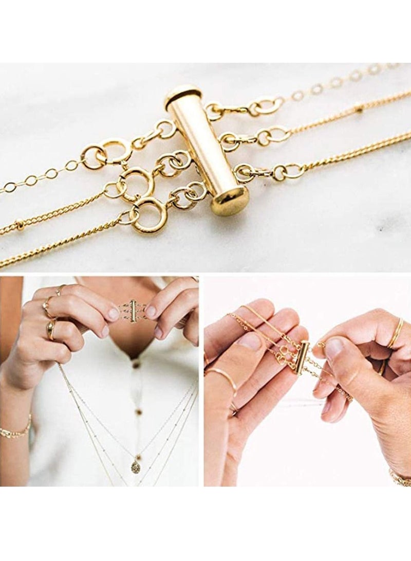 SYOSI Clasp Lock 4 Pieces 2 Size Slide for Layered Necklace Bracelet Connector Slide Magnetic Tube Lock Multi Strands for Jewelry Crafts  - Image 5