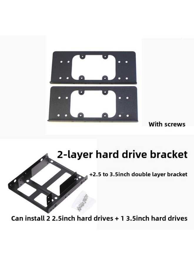 Loquat 3.5 Bracket Computer Case Extension Bracket Fan Cooling Machine Metal Bracket Double-layer Rack-Color:Black 2-layer Supports 2 Solid-state 1 Mechanical  - Image 1