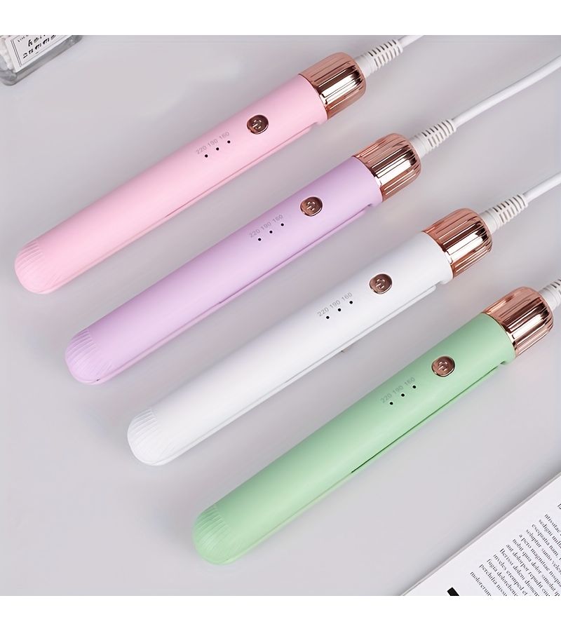 Pink Mini Portable Hair Flat Iron Clip Dual Purpose Straight And Curly Lightweight - Image 4