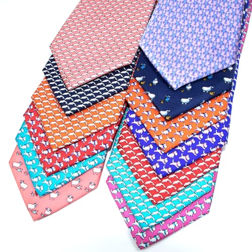 WITZROYS 100% Silk Ties for Men Handmade Neckties with Animal Printed Patterns+Gift box … (Dogs - Silver on Blue, Regular Length - 59") - Image 4