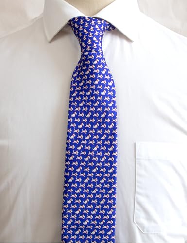WITZROYS 100% Silk Ties for Men Handmade Neckties with Animal Printed Patterns+Gift box … (Dogs - Silver on Blue, Regular Length - 59") - Image 3