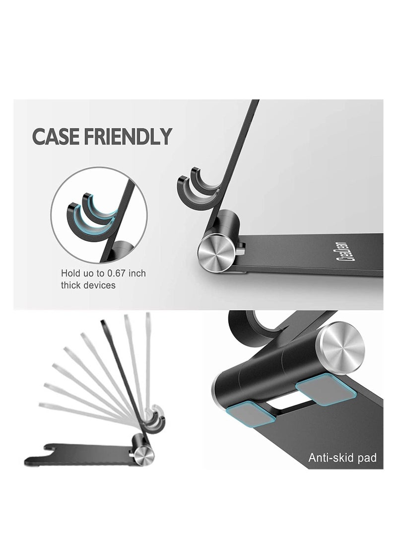 TYCOM Cell Phone Stand, Adjustable Phone Stand for Desk, Foldable Tablet Stand Holder for iPhone 12 Pro Max / 12 Mini / 11 SE X XS Samsung Galaxy S20+ S20 S10+ S10 iPad Pro/Air/Mini (Matel Single)  - Image 3