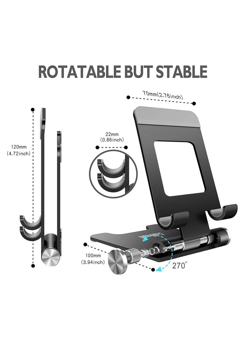 TYCOM Cell Phone Stand, Adjustable Phone Stand for Desk, Foldable Tablet Stand Holder for iPhone 12 Pro Max / 12 Mini / 11 SE X XS Samsung Galaxy S20+ S20 S10+ S10 iPad Pro/Air/Mini (Matel Single)  - Image 2