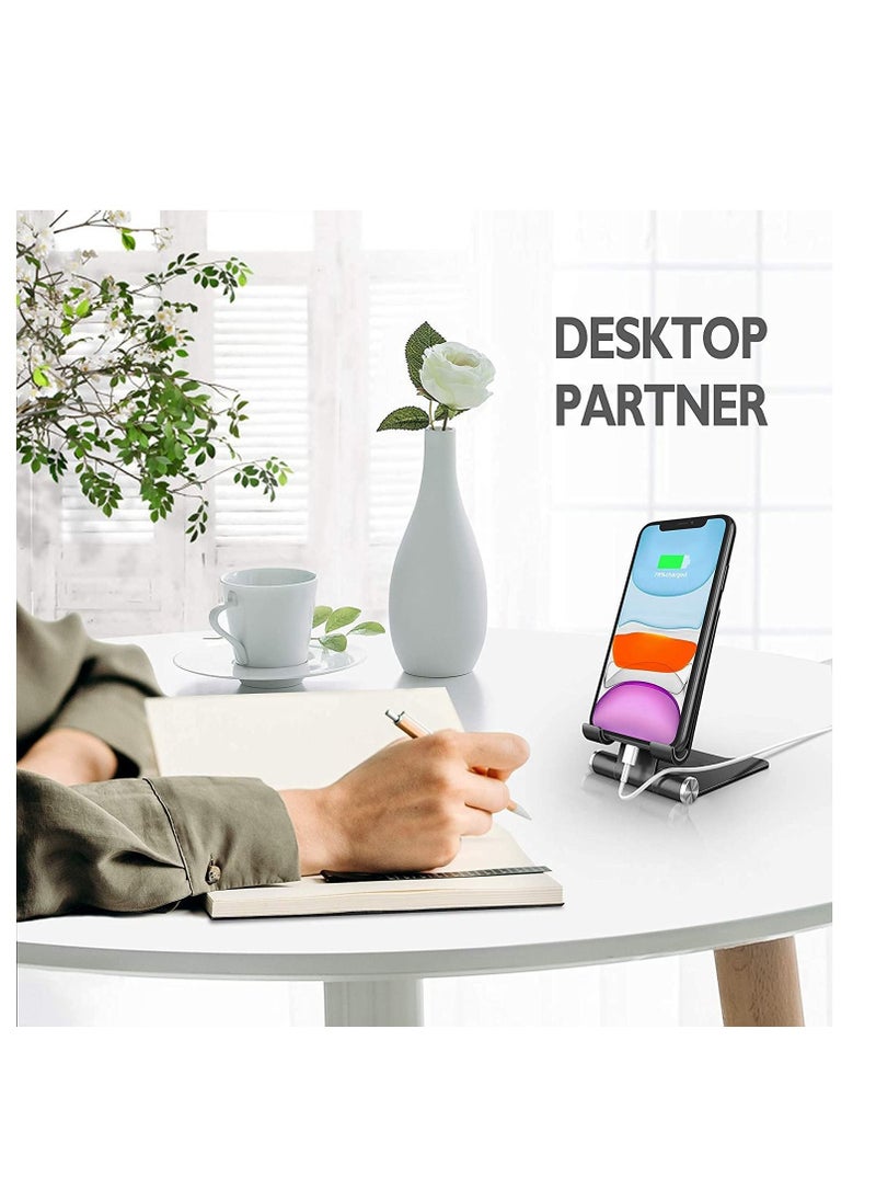TYCOM Cell Phone Stand, Adjustable Phone Stand for Desk, Foldable Tablet Stand Holder for iPhone 12 Pro Max / 12 Mini / 11 SE X XS Samsung Galaxy S20+ S20 S10+ S10 iPad Pro/Air/Mini (Matel Single)  - Image 4
