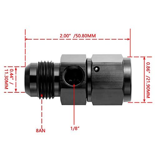 Breezliy 8AN Male Flare to 8 Female Swivel with 18 NPT Gauge Port Fuel Pressure Take Off Fitting Adapter Aluminum - Image 3