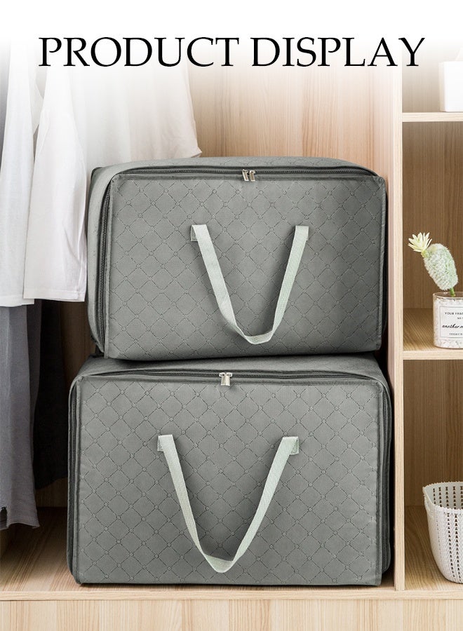 DUNISO 2 Pcs Moving Storage Bags，Storage Laundry Bags with Strong Zippers & Carrying Handles，Foldable Large Capacity Fabric Organizer Bags，for Clothes,Bedding,Comforters,Pillows，58*40*22cm - Image 3