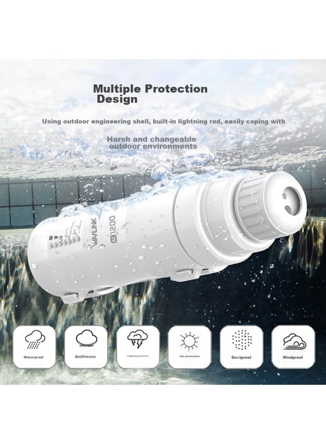 WAVLINK موجه واي فاي خارجي مزدوج النطاق Wavlink Aerial Hd4 1200م، نقطة وصول لاسلكية عالية القدرة، تغطية واي فاي ثنائية الاتجاه هندسية، محطة قاعدة واي فاي ريفية - Image 1