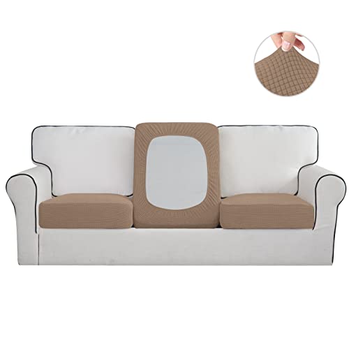 Easy-Going EasyGoing Stretch Individual Chair Couch Cushion Cover Sofa Cushion Furniture Protector Sofa slipcover Soft Flexibility with Elastic Bottom 3Piece Sofa Cushion Covers Camel