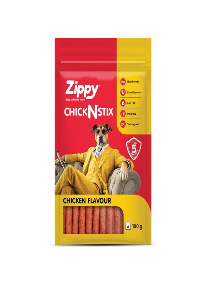 Zippy Tasty & Healthy Treats Chicken Sticks for Dog - Real Chicken Flavour |Stix with 5 Benefits High Protein, Easy Digestion, Low Fat, Delicious,Training Aid | Pack of 1,100g - Image 1