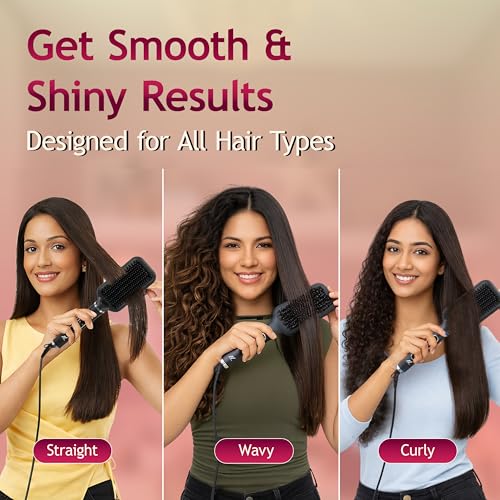 NexLev Ionic Hair Straightener Brush for Woman|Frizz-Free Straightening upto 12H| Ceramic Plates |60mm Wide Brush |130-210° |Keratin Bristles| Thermo Protect Technology|No Scalp Burn|1500W|HSB-03 - Image 5