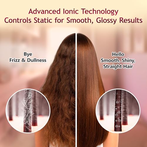 NexLev Ionic Hair Straightener Brush for Woman|Frizz-Free Straightening upto 12H| Ceramic Plates |60mm Wide Brush |130-210° |Keratin Bristles| Thermo Protect Technology|No Scalp Burn|1500W|HSB-03 - Image 3