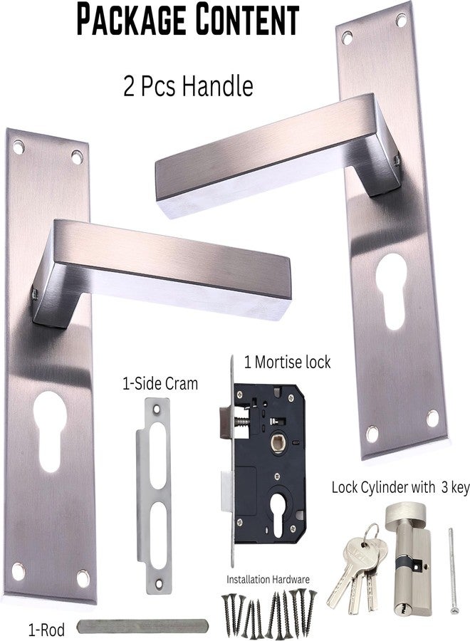 Gaurish Hardware طقم قفل باب أسطواني من الفولاذ المقاوم للصدأ من جوريش هاردوير | غرفة نوم، غرفة استقبال، غرفة معيشة | يناسب الأبواب الخشبية يمين/يسار، داخلي/خارجي | مقبض باب سكني - Image 3