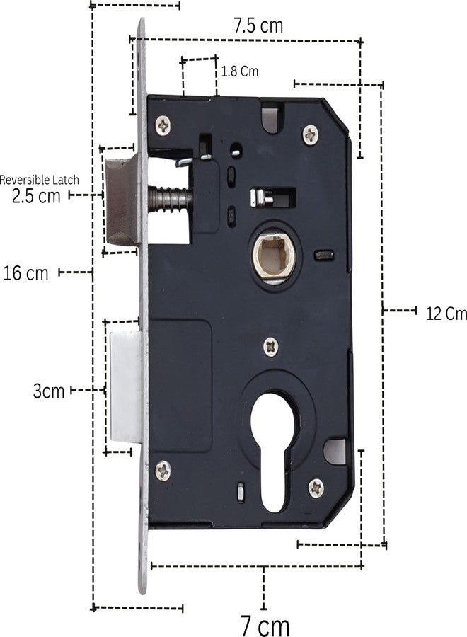 Gaurish Hardware طقم قفل باب أسطواني من الفولاذ المقاوم للصدأ من جوريش هاردوير | غرفة نوم، غرفة استقبال، غرفة معيشة | يناسب الأبواب الخشبية يمين/يسار، داخلي/خارجي | مقبض باب سكني - Image 4