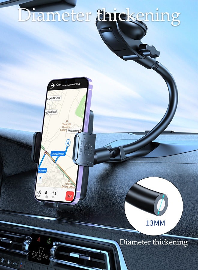 DUNISO Phone Holder Mount for Car Dashboard Windshield 360 Degree Rotation Dashboard Car Clip Mount Stand Phone Holder Suitable for All Cell Phone Automobile Interior  - Image 1