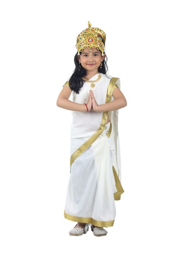 BookMyCostume BookMyCostume Mahagauri Parvati Mata Hindu Goddess Girls & Adults Fancy Dress Costume 2-3 years  - Image 5