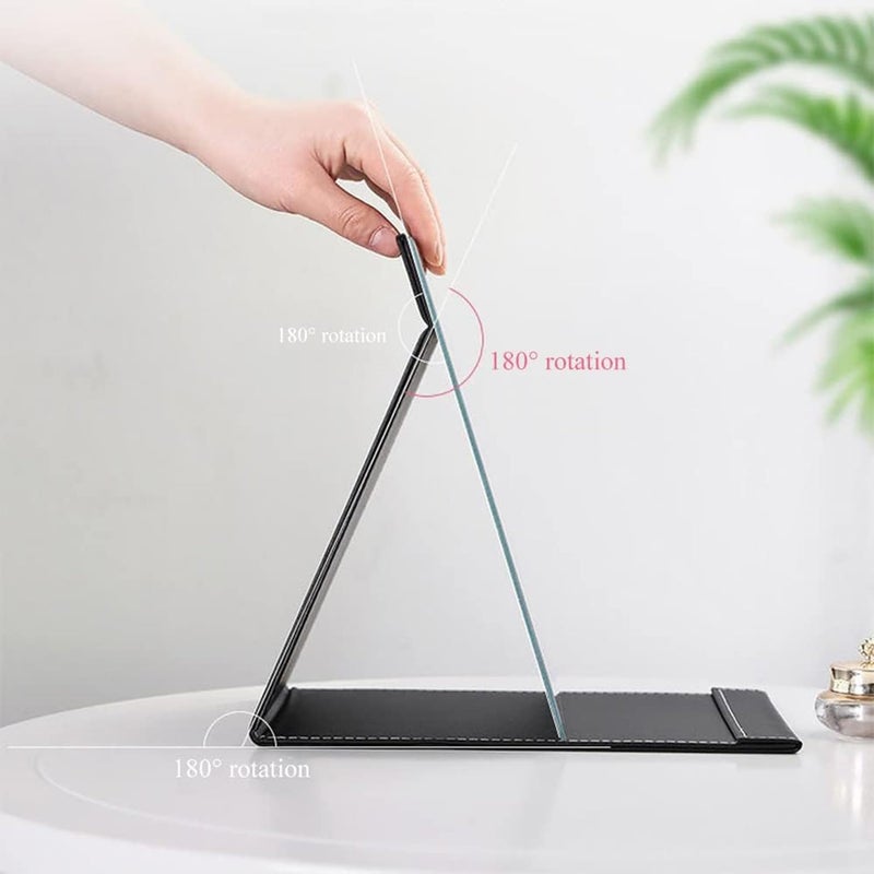 DORMICO Creative Folding PU Leather Makeup Mirror Desktop Mirror with Stand Smart Portable Simple Fashion Black Mirror Black Pack of 2 - Image 4