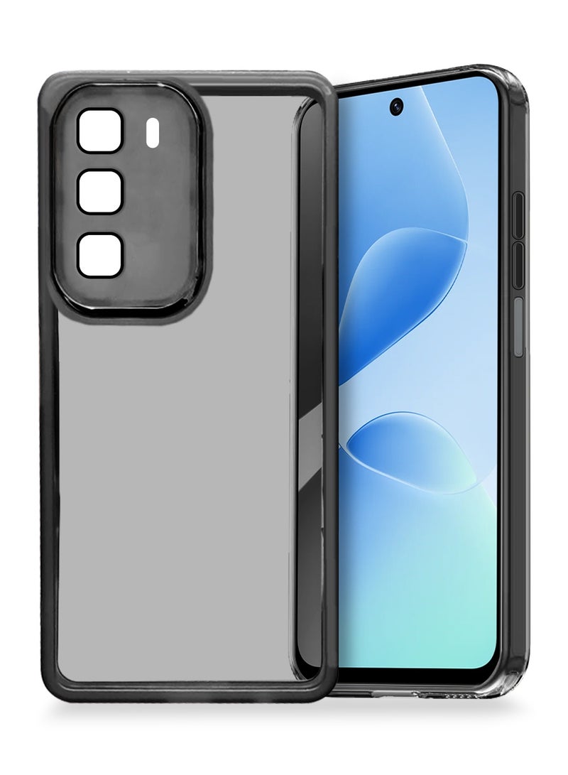 دبليو تيك غطاء هاتف أنيق مصنوع من تي بي يو شفاف ناعم لحماية عدسة الكاميرا لجهاز إنفينكس هوت 60 5G / إنفينكس هوت 60i 4G 2025، رقيق جداً مع حافة كاميرا مطلية كهربائياً - أسود - Image 1