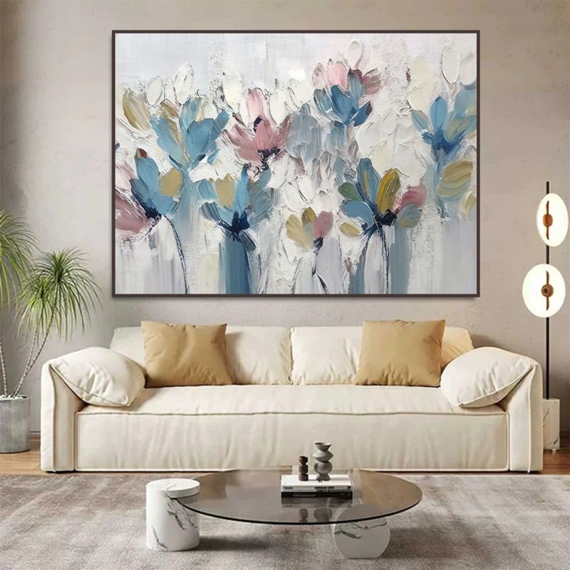 ماركتنا لوحة قماشية بتصميم ورود مع برواز مجوف مقاس (70×50) قطعة واحدة - Image 1