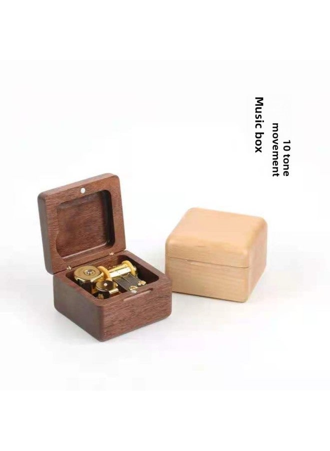 Engraved Walnut Music Box Wooden Music Box Sky City Creative Birthday Gift For Boys And Girls Girlfriend-Color:Maple-Size:8.8*8.6*4cm - Image 4