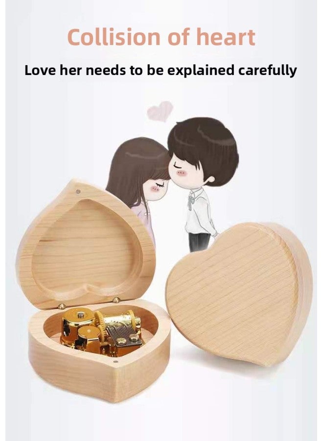 Engraved Walnut Music Box Wooden Music Box Sky City Creative Birthday Gift For Boys And Girls Girlfriend-Color:Maple-Size:8.8*8.6*4cm - Image 1
