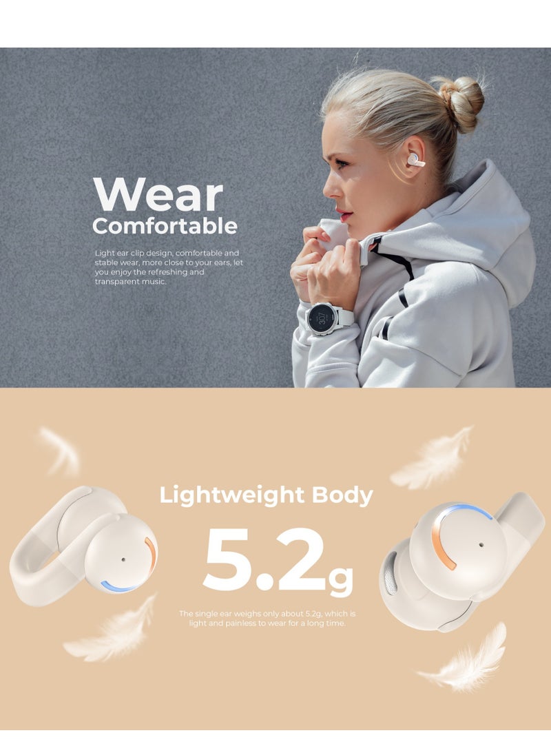 havit Open Ear Wireless Clip Earbuds Bluetooth 5.3 Earpods for Android & iPhone – Sports Headphones with 3D Stereo Sound, Comfortable On-Ear Design, Perfect for Running, Cycling, Driving, Gym Workouts & Outdoor Activities – Sweatproof & Secure Fit (Pink)  - Image 3