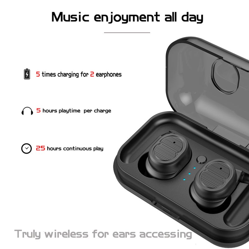 TWS-8 Wireless In-Ear Earbuds With Charging Case Black - Image 3
