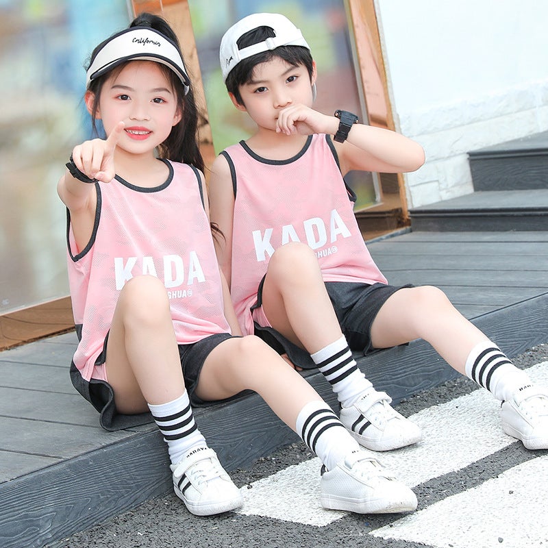 Children's Sports Vest Set Children's Clothing Summer Summer Thin Mesh Basketball Clothing Training Clothing Girls Boys New Style - Image 3