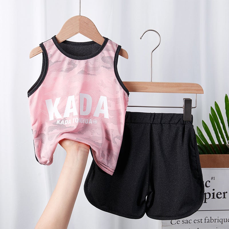 Children's Sports Vest Set Children's Clothing Summer Summer Thin Mesh Basketball Clothing Training Clothing Girls Boys New Style - Image 1