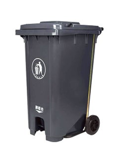 VINSTAR 120 Ltr Grey Outdoor Waste Center Pedal Bins, Garbage Can Container With Attached Lid & Two Wheeled - High Density Polyethylene (HDPE) Heavy-Duty  - Image 1