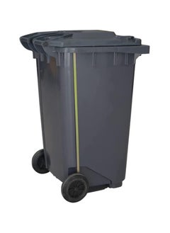 VINSTAR 120 Ltr Grey Outdoor Waste Center Pedal Bins, Garbage Can Container With Attached Lid & Two Wheeled - High Density Polyethylene (HDPE) Heavy-Duty  - Image 2