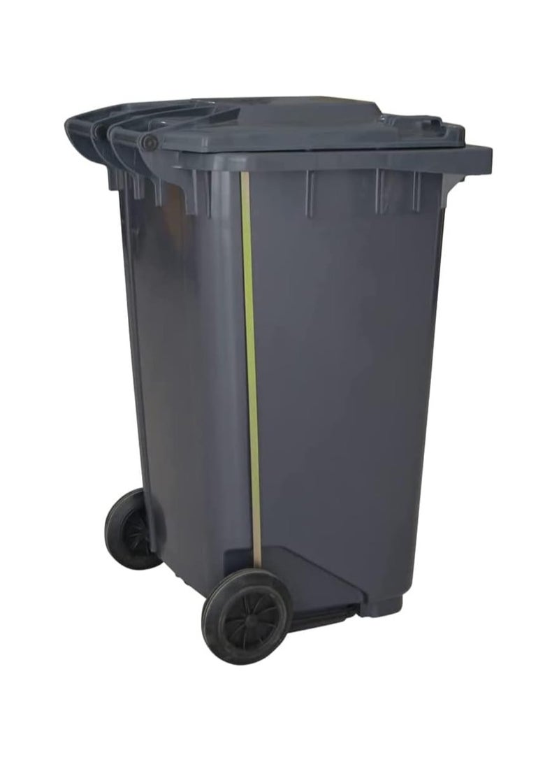 VINSTAR 120 Ltr Grey Outdoor Waste Center Pedal Bins, Garbage Can Container With Attached Lid & Two Wheeled - High Density Polyethylene (HDPE) Heavy-Duty - Image 2