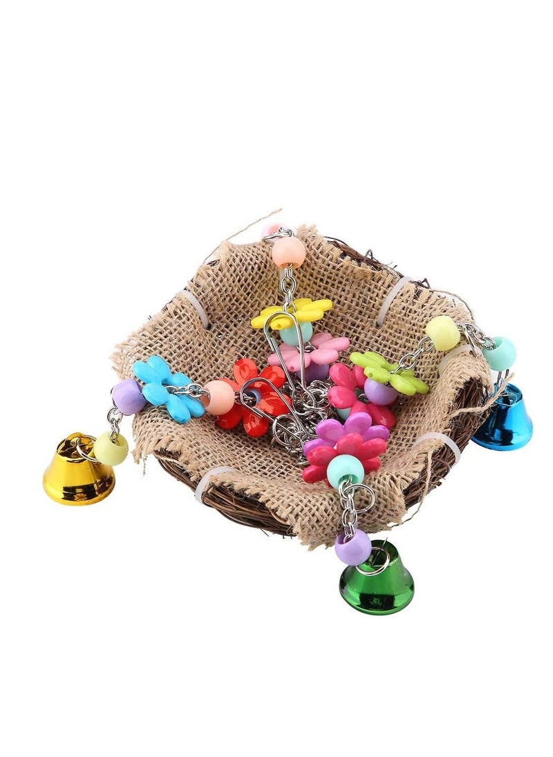 Hanging Bird Nest, Bird Swing Toys with Bells, Natural Rattan Winter Warm Nest, Bird Cage Hammock for Cockatoo Macaw Grey Budgie Parakeet Cockatiel Lovebird Finch  - Image 5