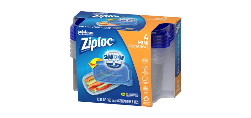 زيبلوك Ziploc حاوية متوسطة المستطيل 1.5 كوب 4 عدد (حزمة 1) - Image 1