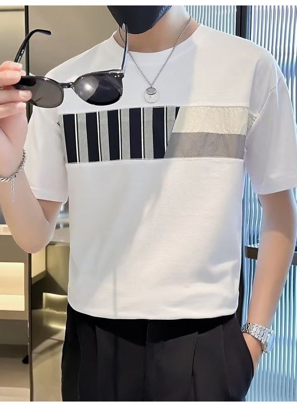 Generic - Short Sleeve T-shirt Men Summer Style High-end Sense Body Shirt Trendy Brand Men T-shirt Sleeveless Urban Style White - Image 1