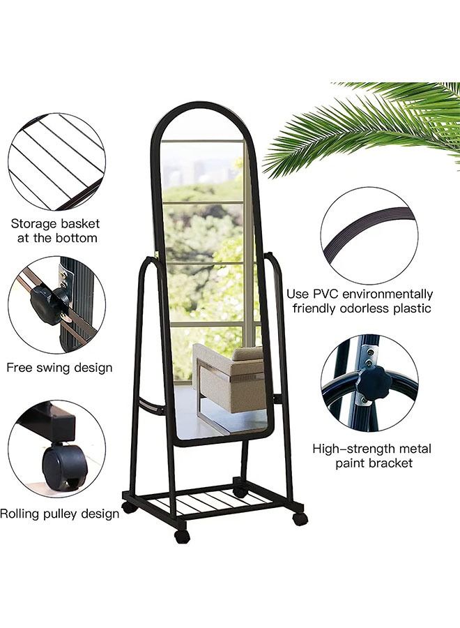 GoldenLike Mirror with Stand,Dressing Mirror Full Length Mirror with Holder and Storage Space Floor Standing Mirror for Bedroom Adjustable Stand Up mirror Simple Elegant Mirror on Wheels - Image 3