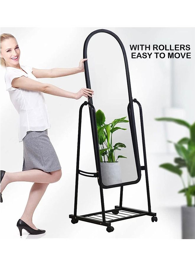 GoldenLike Mirror with Stand,Dressing Mirror Full Length Mirror with Holder and Storage Space Floor Standing Mirror for Bedroom Adjustable Stand Up mirror Simple Elegant Mirror on Wheels - Image 4
