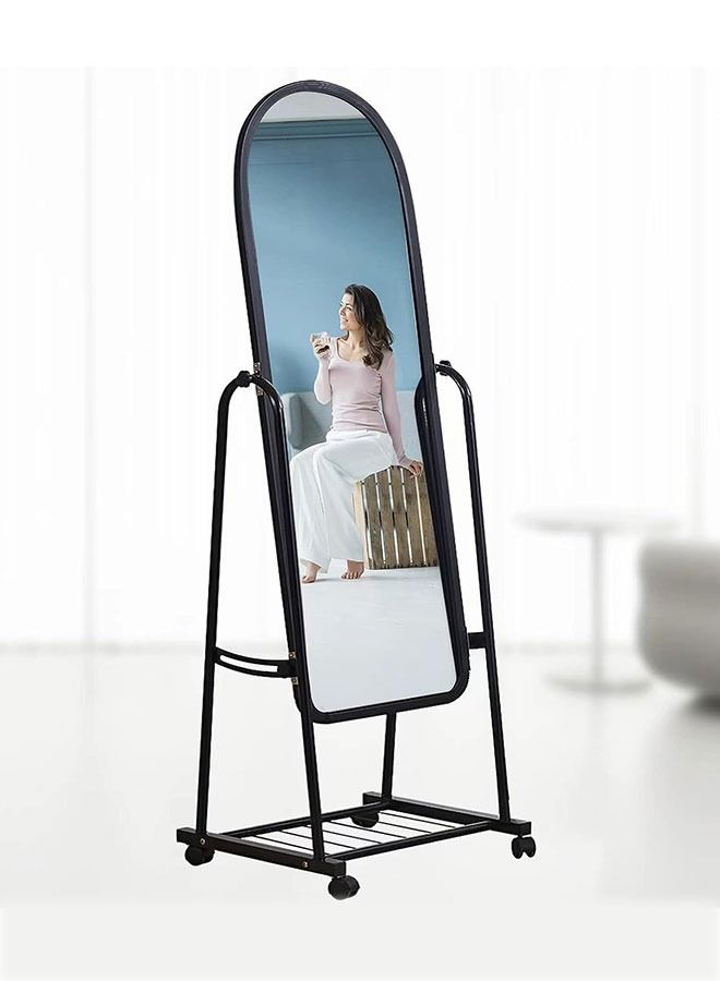GoldenLike Mirror with Stand,Dressing Mirror Full Length Mirror with Holder and Storage Space Floor Standing Mirror for Bedroom Adjustable Stand Up mirror Simple Elegant Mirror on Wheels - Image 5