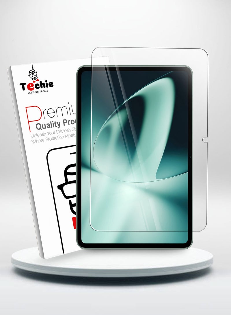 Techie HD Tempered Glass Screen Protector for OnePlus Pad 2023 11.6 inch - Anti Reflection Anti Bubbles 9H Hardness 0.33 mm Rounded Edges Easy Installation - Image 1