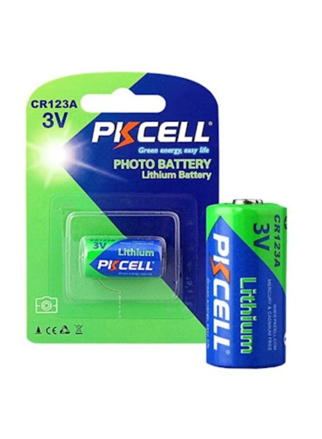 بي كي سيل بطارية ليثيوم PKCELL CR123A 3V (عبوة واحدة) - طاقة عالية السعة للكاميرات والمنزل الذكي - طاقة تدوم طويلاً لأجهزة الاستشعار الأمنية والمصابيح اليدوية التكتيكية والكاميرات - أداء مقاوم للتسرب - Image 1