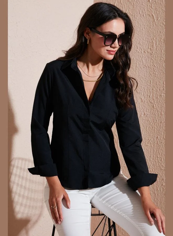 ليلا Lela Cotton Slim Fit Classic Collar Shirt Women's SHIRT 6777423