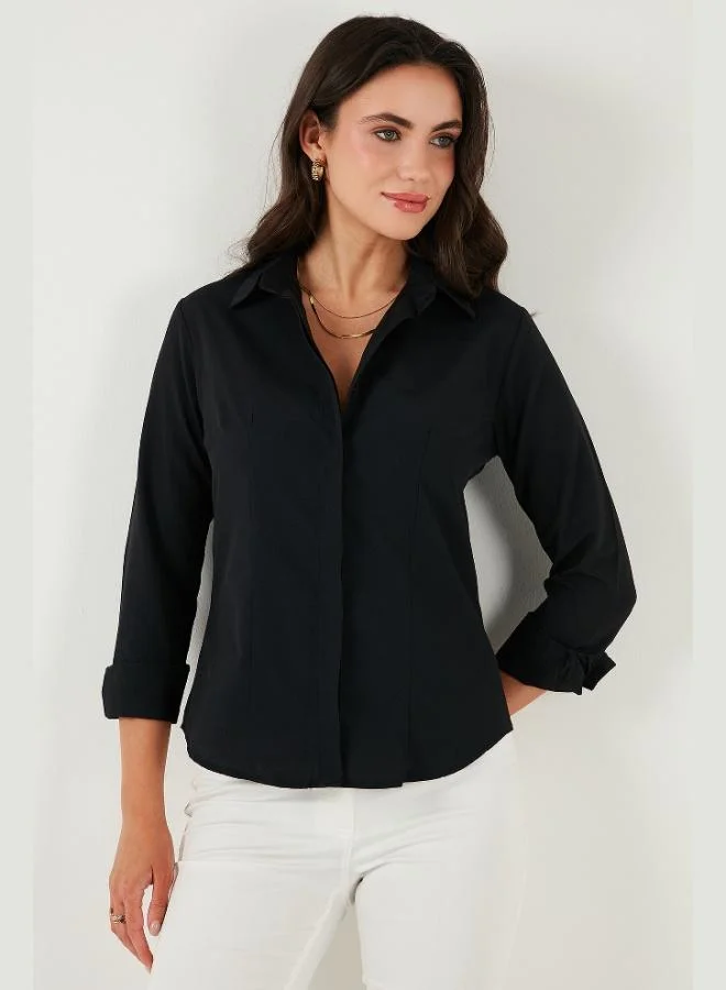 ليلا Lela Cotton Slim Fit Classic Collar Shirt Women's SHIRT 6777423