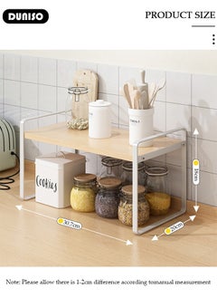 DUNISO Desktop Shelves, 2 Tier Desktop Shelf Organizer, Desktop Organizer Shelf, Kitchen Spice Rack, Adjustable Desktop Display Shelf Rack, Countertop Bookshelf for Tabletop, School, Office, Dorm Organization  - Image 4
