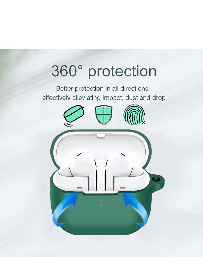 ( 4 في 1 ) سيليكون القضية متوافق مع سامسونج غالاكسي Buds3 برو / Buds3 غالاكسي ، مع سلسلة المفاتيح وتنظيف كيت ( الأخضر ) - Image 5