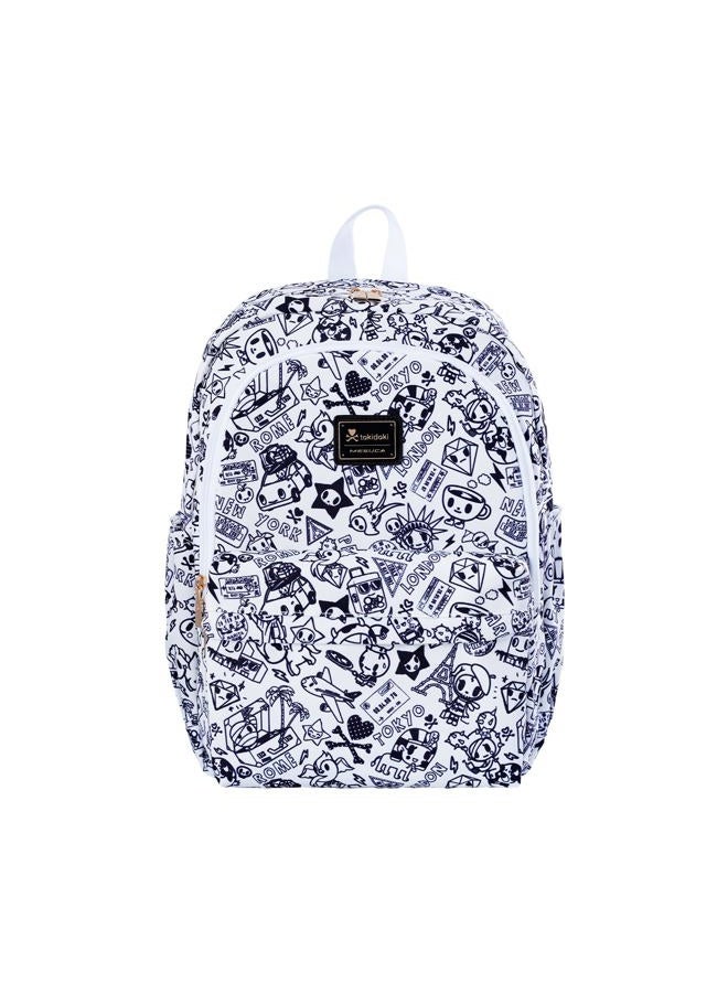 Tokidoki Backpack Cute Travel Laptop Backpack for Women Casual Bookbags Lightweight Canvas Backpack School Bag Daypack, Black & White, Medium - Image 1