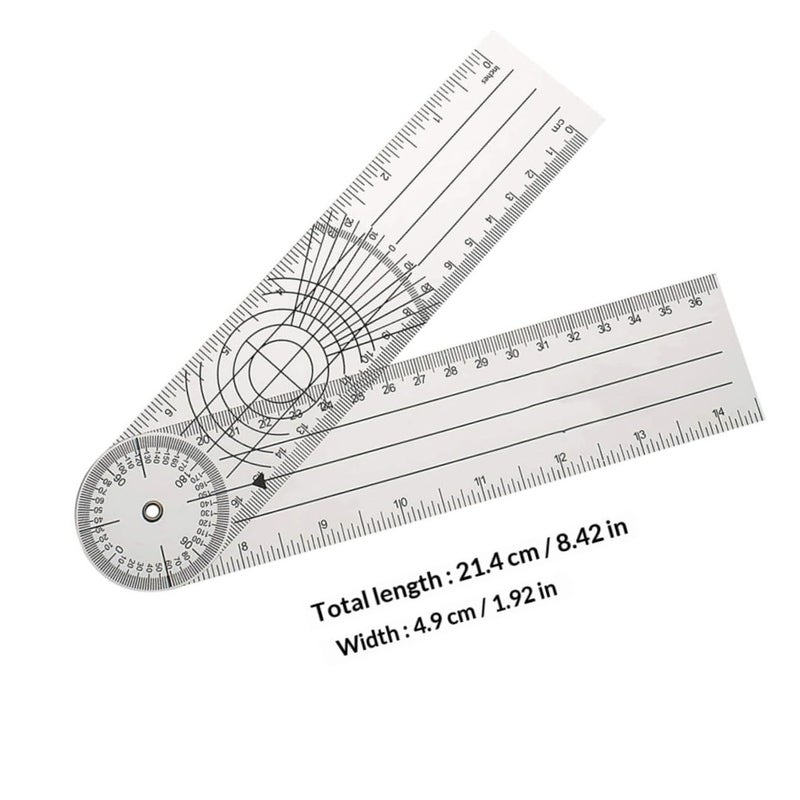Medical Goniometer for Physical Therapy Joint Spinal Range of Motion Measurement PVC Plastic - Image 3