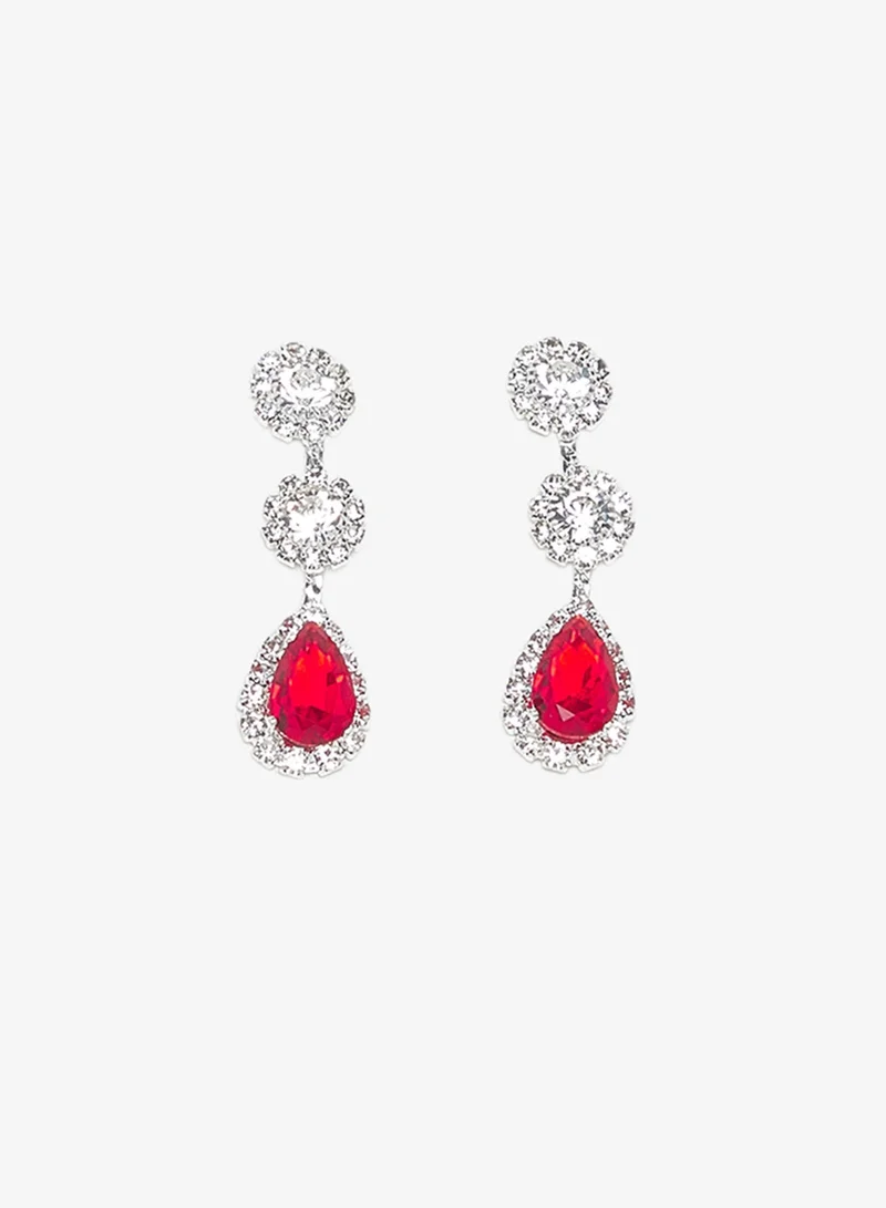 Ella Limited Edition Silver Silver Diamonte Rhinestone Jewelry Set Necklace Earrings for Women | Best Price UAE