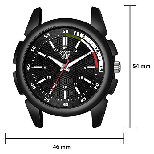 SWADESI STUFF Leather Analogue Men Watch Black Dial Black Colored Strap_Black Band - Image 3